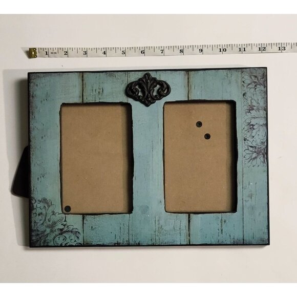 Creative Co Op Distressed Blue Double Photo Frame 4x6 - Picture 3 of 6